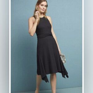 Anthropologie Sz S Kingsolver Black Ribbed Asymmetrical Dress